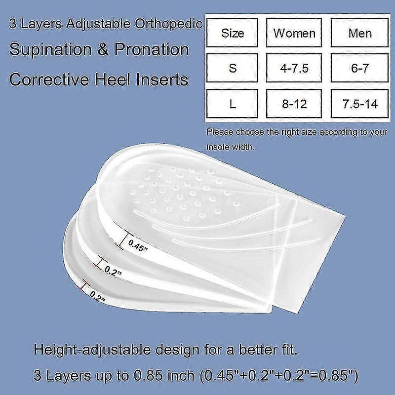 2/3 Layer Adjustable Orthopedic Heel Lift for Supination & Over-Pronation Correction Medial & Lateral Heel Wedge Inserts for Knee Pain, Bow Legs
