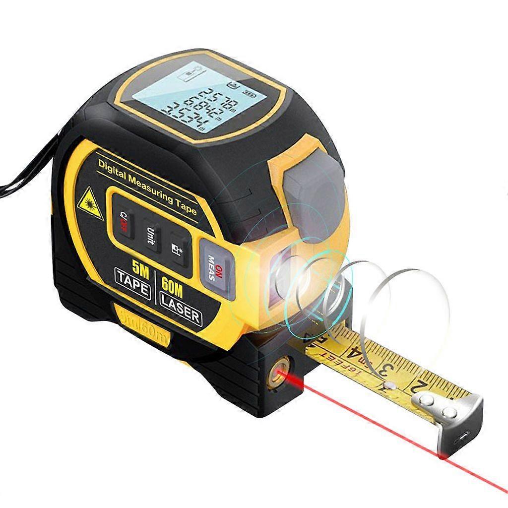 3 in 1 professional laser rangefinder 60m with laser cross marking, 5m tape measure, LCD display with backlight