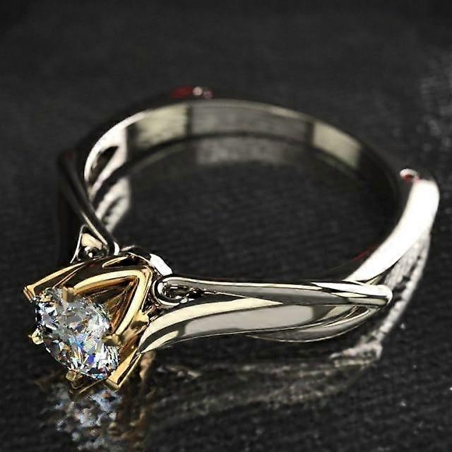 Two-color Classic Six-claw 1 Carat Electroplating Super Flash Eight Hearts and Eight Arrows Zircon Simulation Moissanite Engagement Ring Women