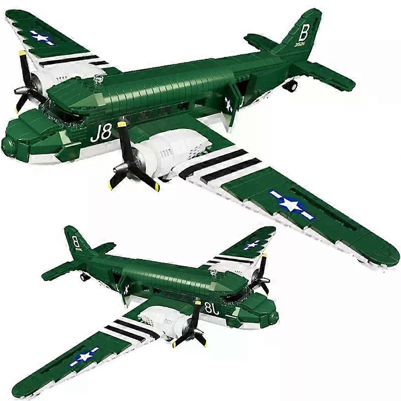 NEW Transport Aircraft Building Block WW2 US Military C-47 Skytrain Transport Aircraft Propeller Airplane Model Toy For Boy Gift