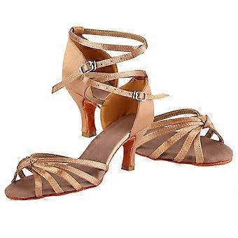 Weiche bequeme Latein-Schuhe Mode Tanz ChA cha Schuh für Damen Hellbraun 36