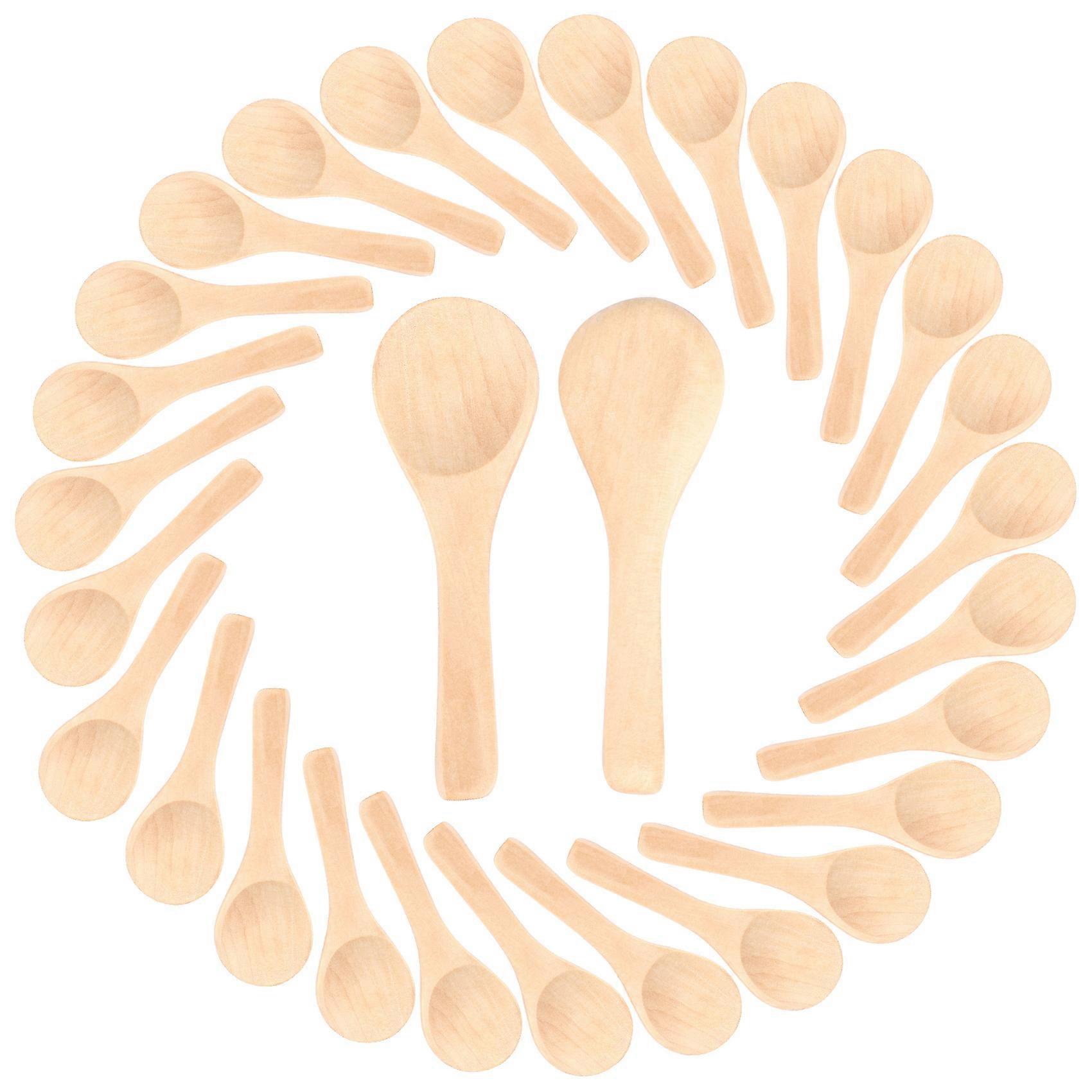 50 Pieces Small Wooden Spoons Condiments Spoons(Light Brown)