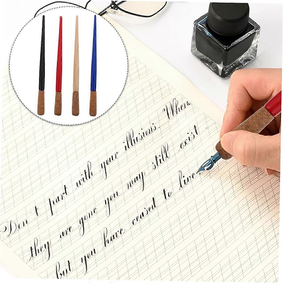 4pcs Vintage Dip Pen Halter Retro Kalligraphie Halter für künstlerisches Schreiben Soft Cork Grip Random Col