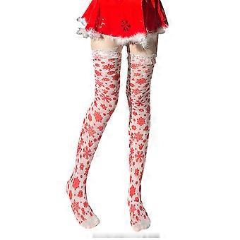 Festival Women's Thigh High Stockings Lingerie Hosiery Christmas Patterned Silk Over the Knee Long Socks Holiday Gift