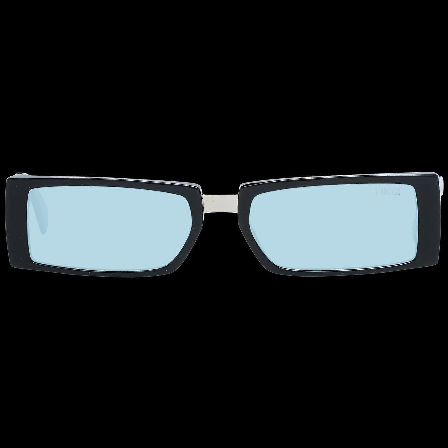 Emilio Pucci Ep0126 5301n Women's Rectangular Sunglasses – Black Acetate Frame, Turquoise Lenses, Ø 53mm