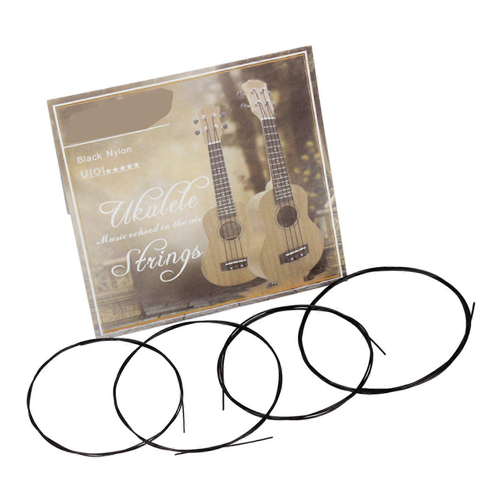 Black Ukulele Ukelele Uke Strings Nylon Material, 4pcs/set (Package Card Random Delivery)