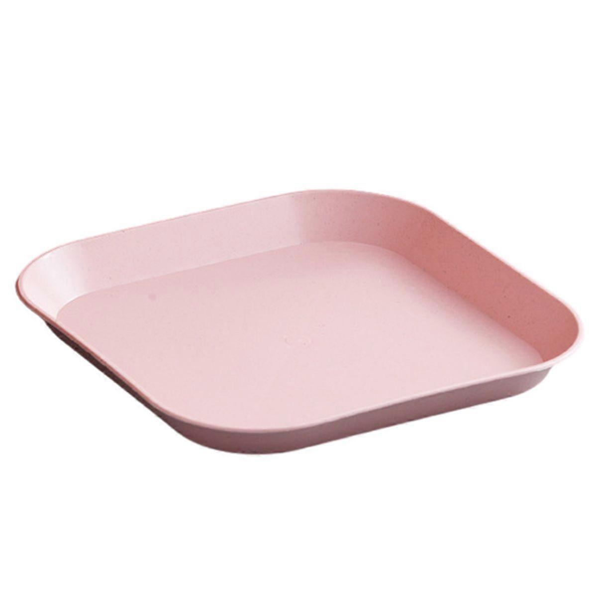 Dinner Plate Tableware Plastic Dinnerware for Dish Fruits Serving Sauce DippingShallow Square Pink