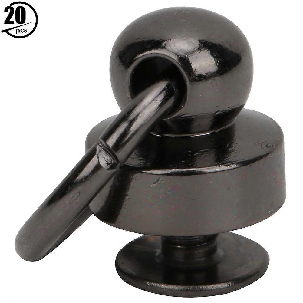 20 Set Stud Rivets 9mm Brass O Ring Head Button Rivet Stud for Leather Craft(Black )