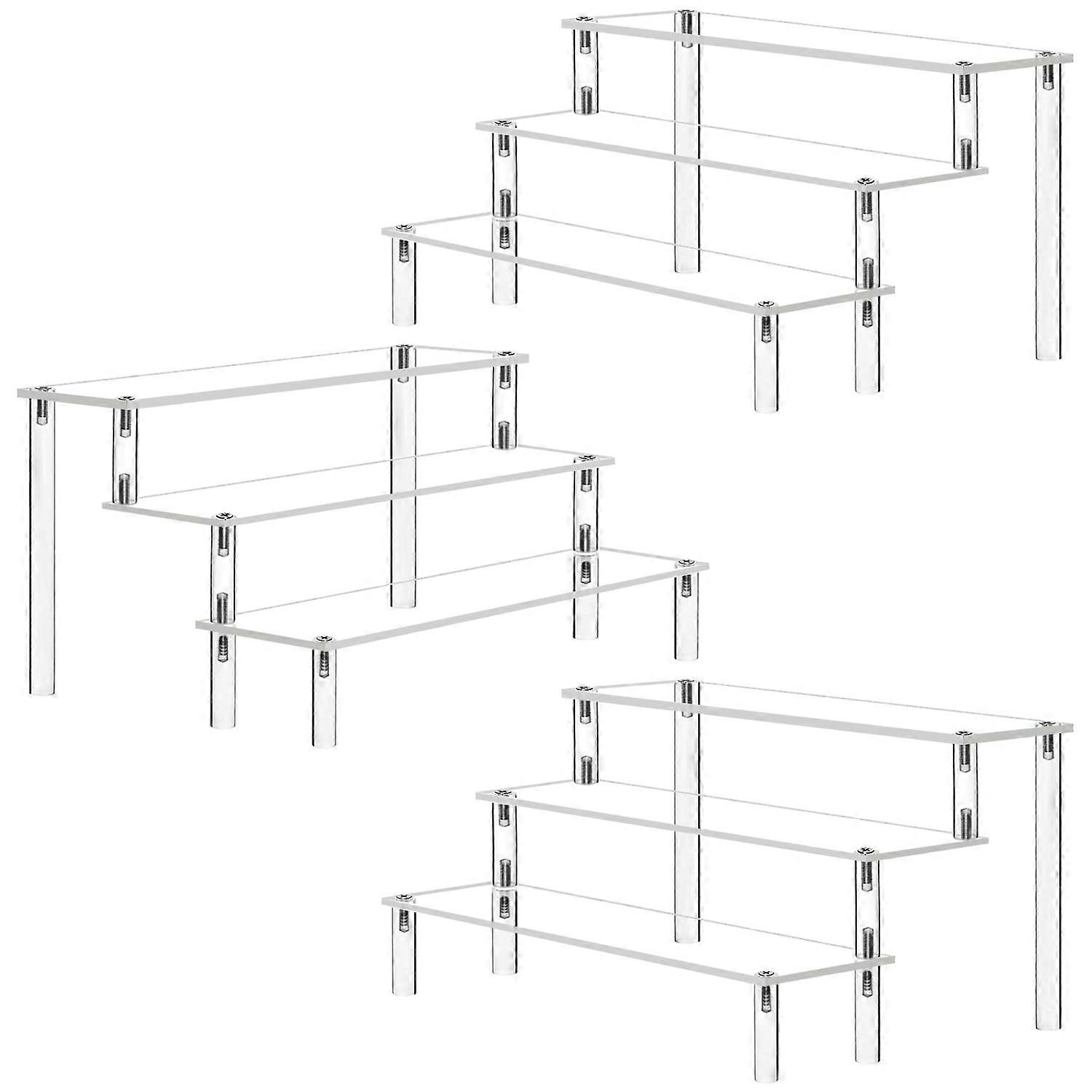 3 Packs Acrylic Riser Clear Display Stand Amiibo for Funko Figures Toys 3 Tier Shelf