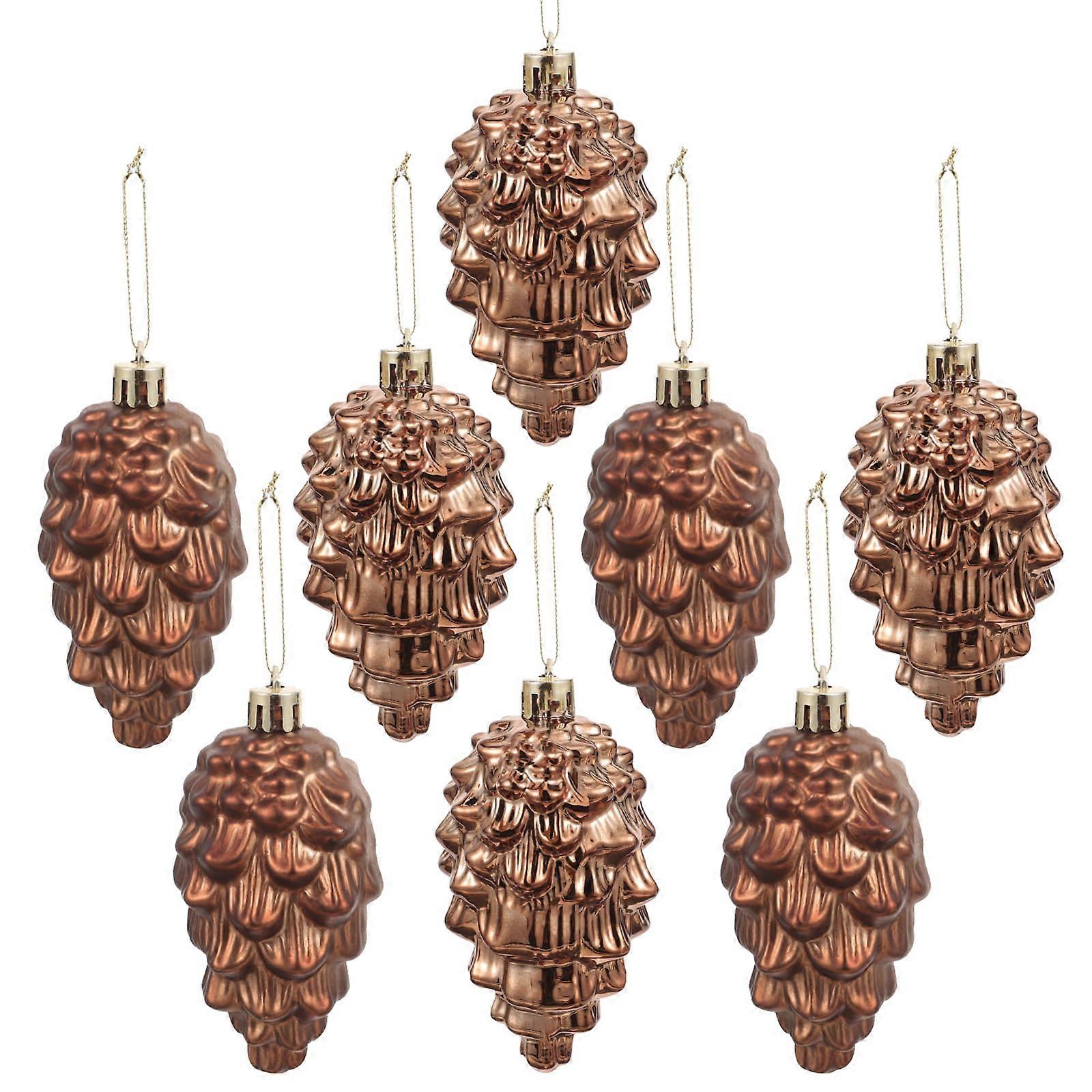Christmas Hanging Pine Cone Decorations 8 Pack Glitter Pine Cone Ornaments Shatterproof Baubles For Xmas Tree