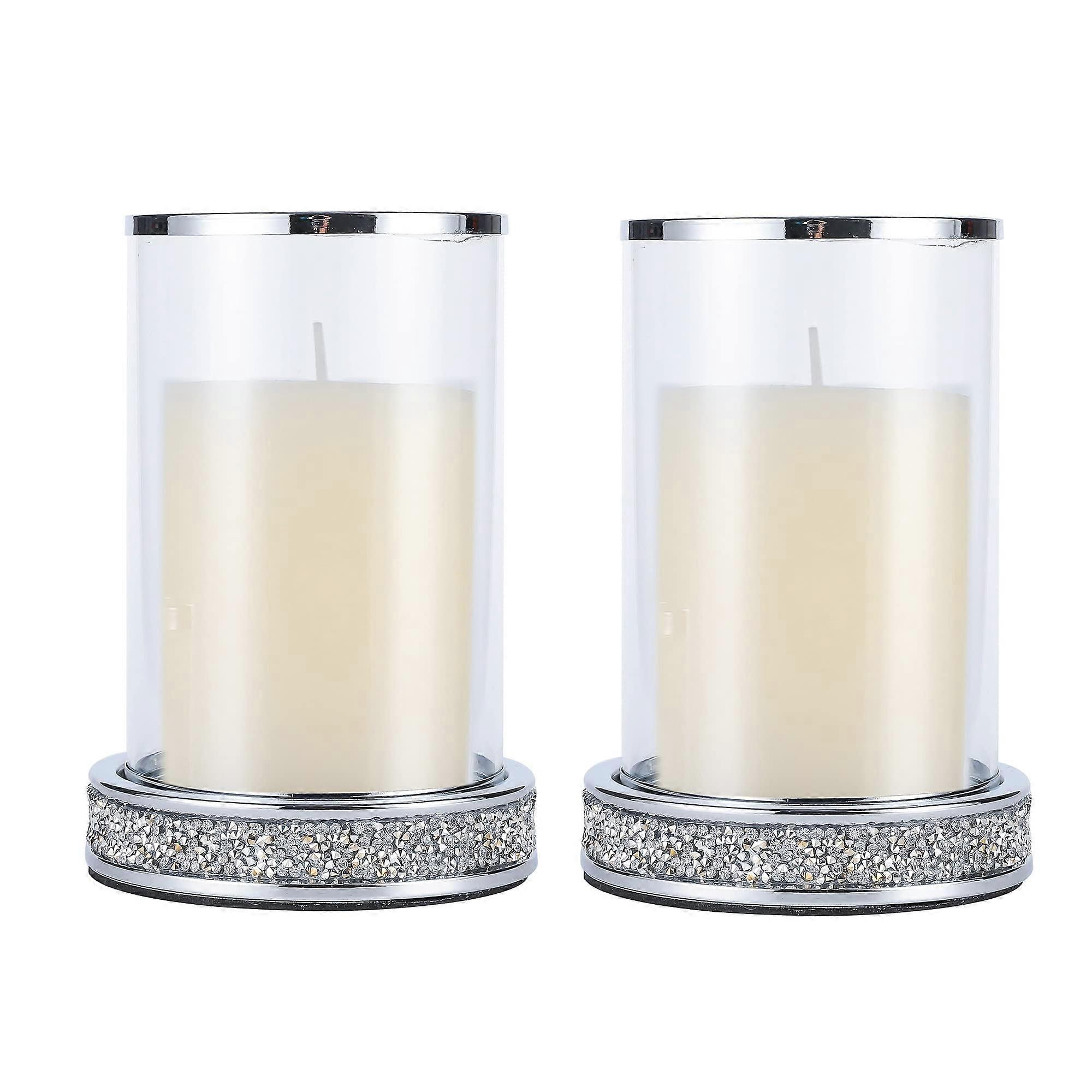 Column candle holders set 2, hurricane candle holders for column wax, glass for coffee table