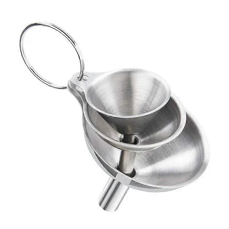Stainless Steel Funnel Set: 3-5 Pcs For Oil, Spice, Liquid Transfer