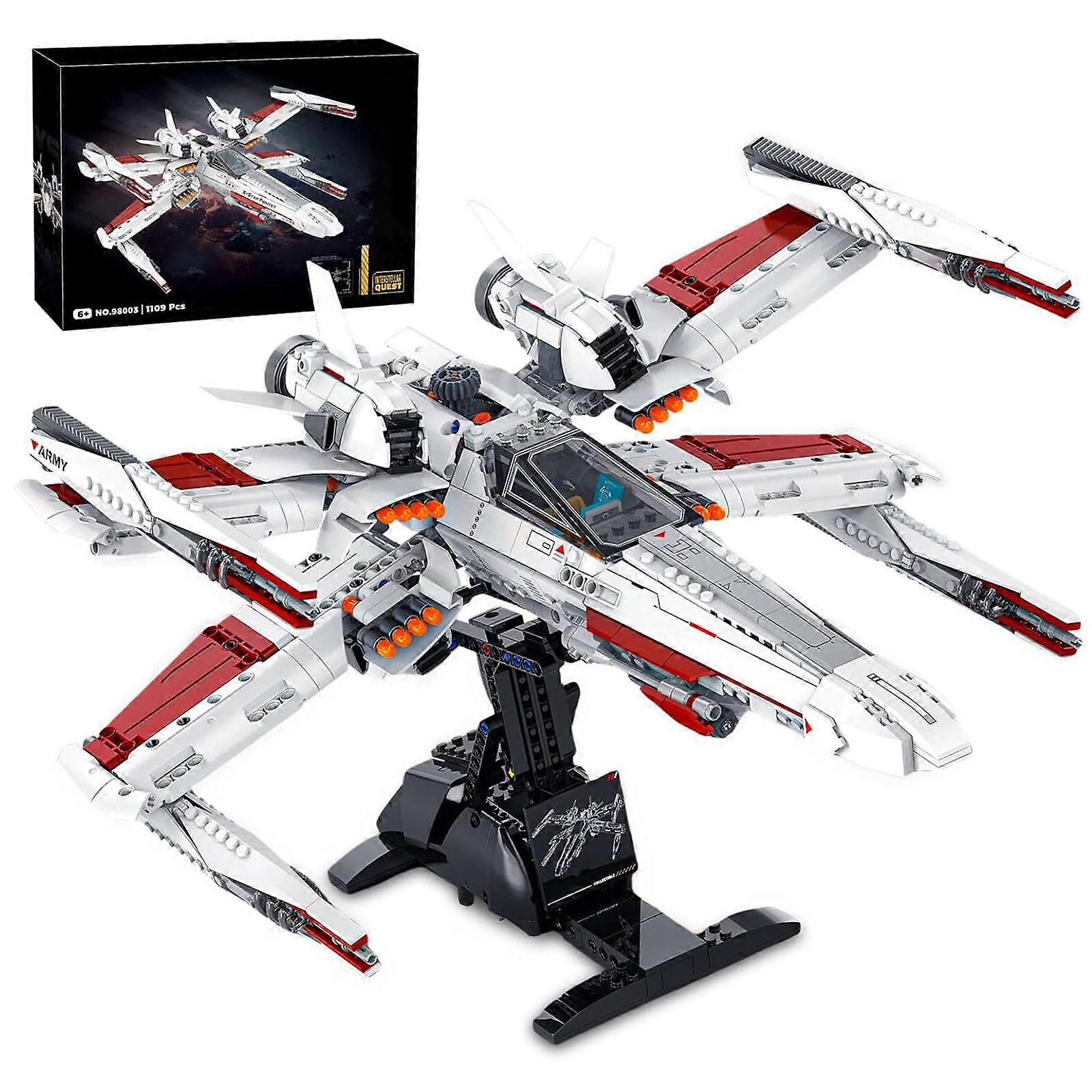 JTBBOY Space War Fighter Building Kit - 850PCs Sci-Fi Aircraft Model with Display Stand, Collector's Edition for Adults & Teens 14+, STEM-Compatible G