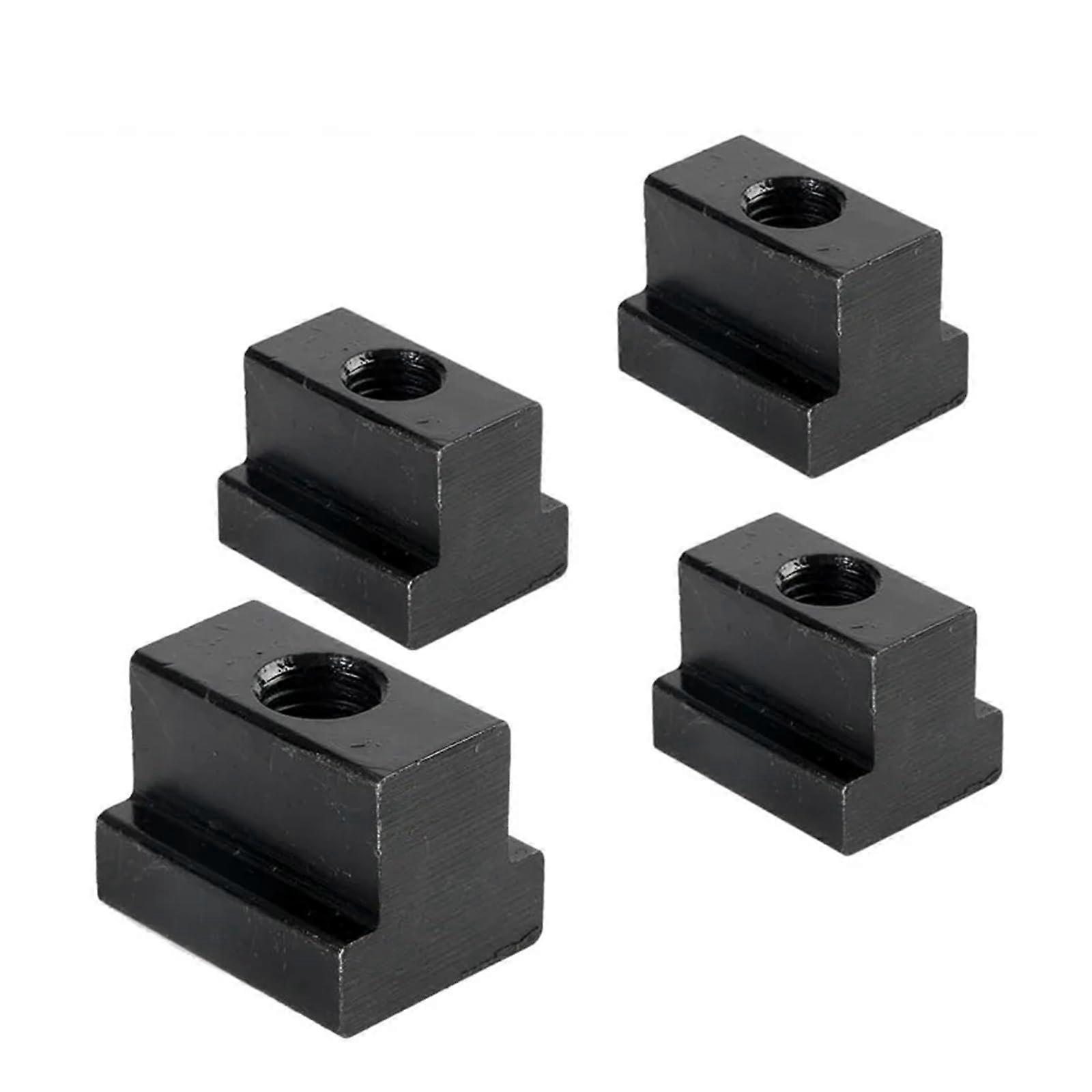 T Slot Nuts, T Nut Set 4 Pcs, DIN 508 Black Finish, Grade 10.9 Carbon Steel, Tapped Through Slot, Sizes M6-M20