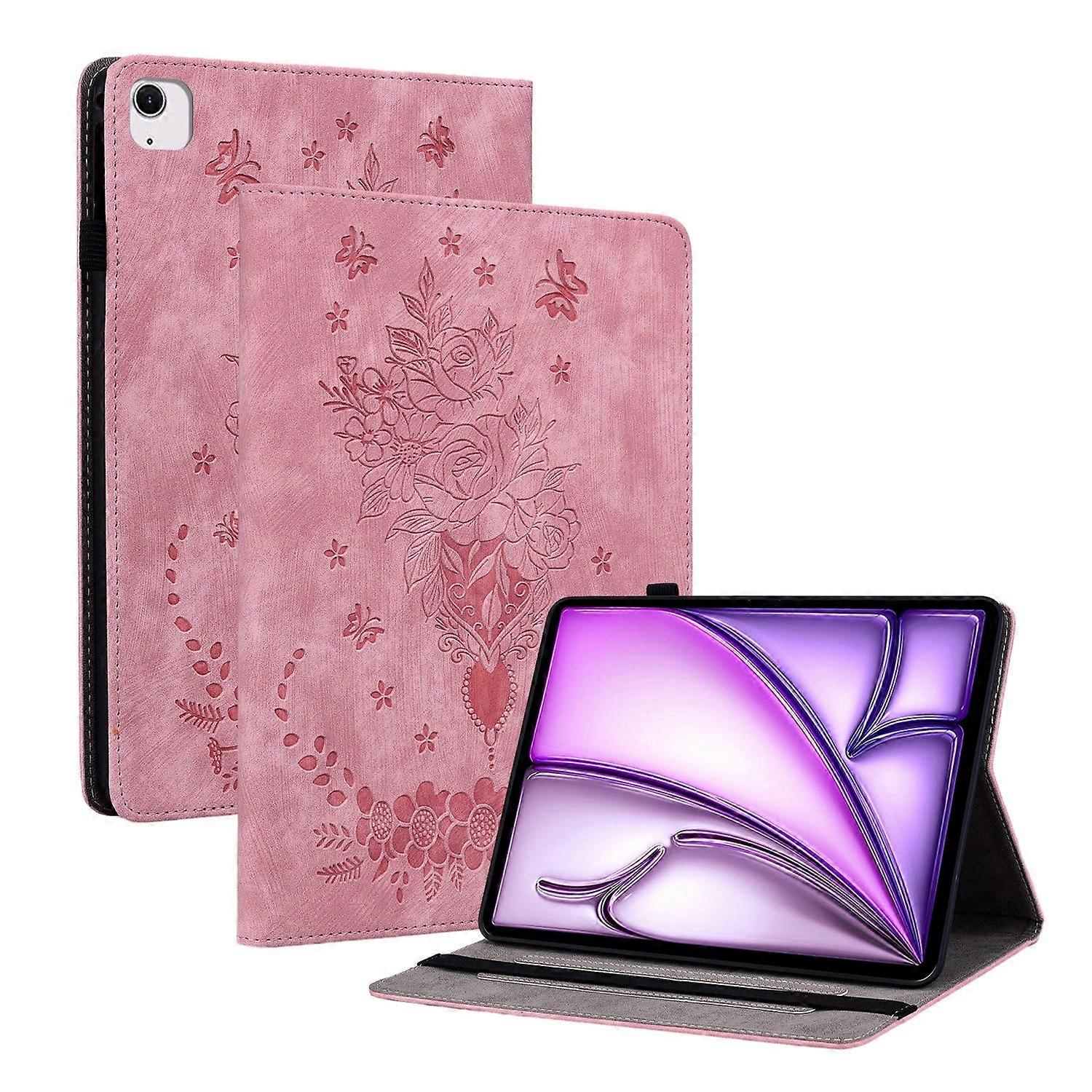 Butterfly Rose Embossed Leather Smart Tablet Case