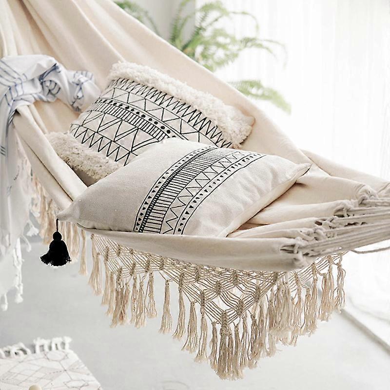 Deluxe Double Hammock Swing Chair New Large 2 Person Hammock Boho 2x1.5m Brazilian Macrame Fringed Indoor Hanging Swing