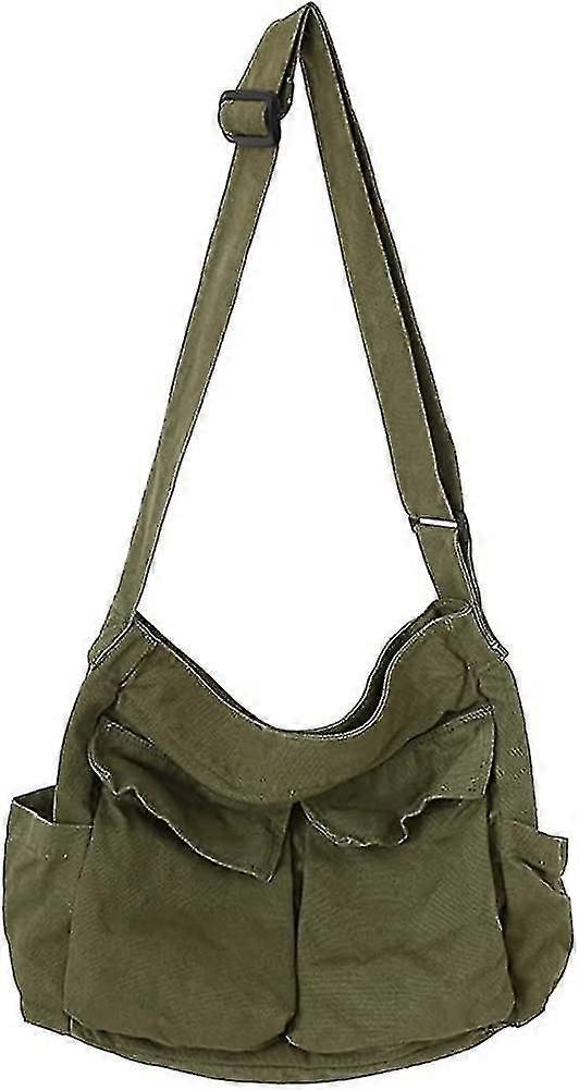 Canvas Messenger Bag Large Hobo Crossbody Bag With Multiple Pockets Canvas Shoulder Tote Bag For Women And Men
