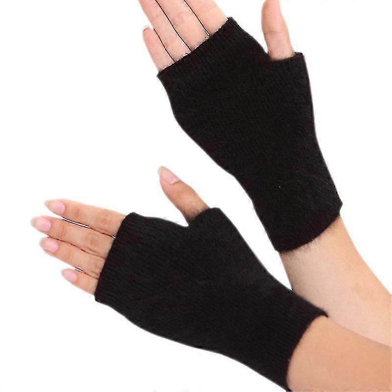 Cashmere Wool Half Finger Gloves Ladies Winter Cute Warm Leakage Finger Short Student Wool Warm Internet Gloves