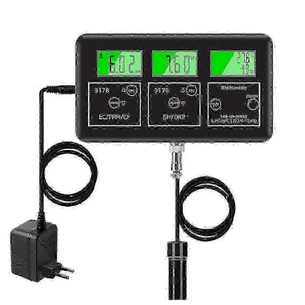 7 in One Water Quality Tester Water Analyzer PPM/EC//PH/ORP/Humidity/TEMP Meter 24 Hours Online Monitor Water EU PLUG