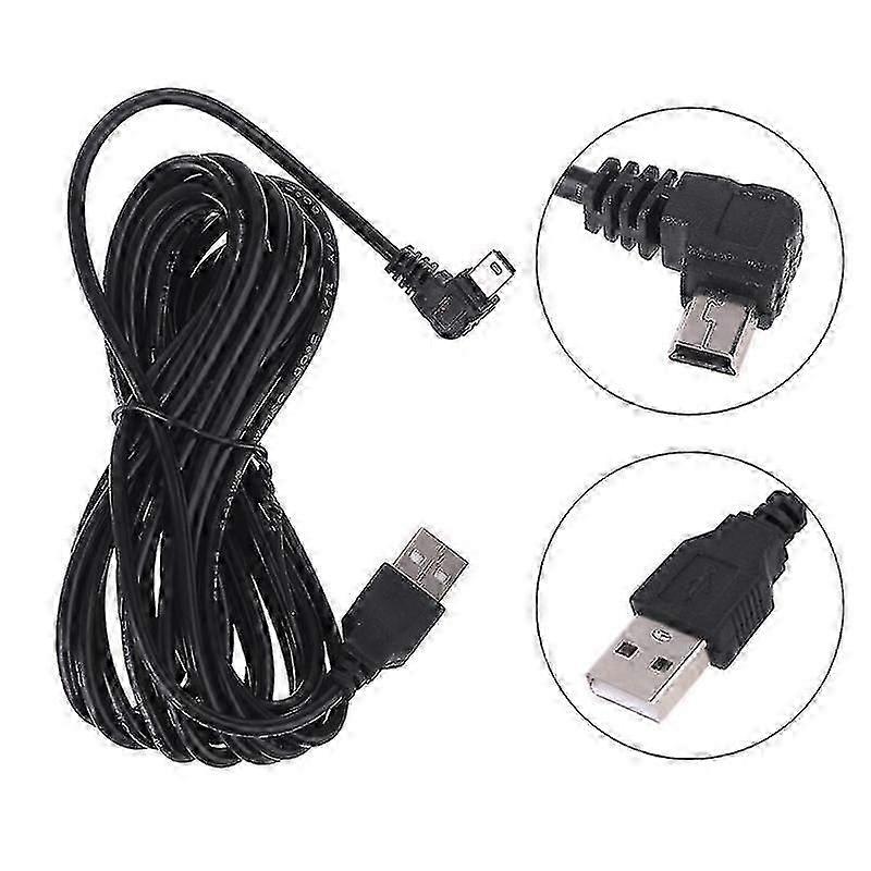 3,5 m bil auto kamera dvr strømkabel lader strømforsyning plugg adapter forlengelseskabel 90 graders rettvinklet lading buet ledning for dash cam video R