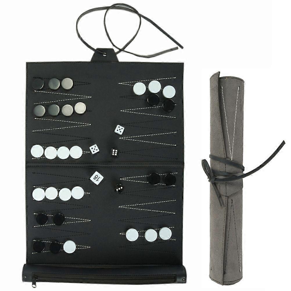 Portable Backgammon Board with PU Leather Board, Foldable Backgammon Board, Travel Gift