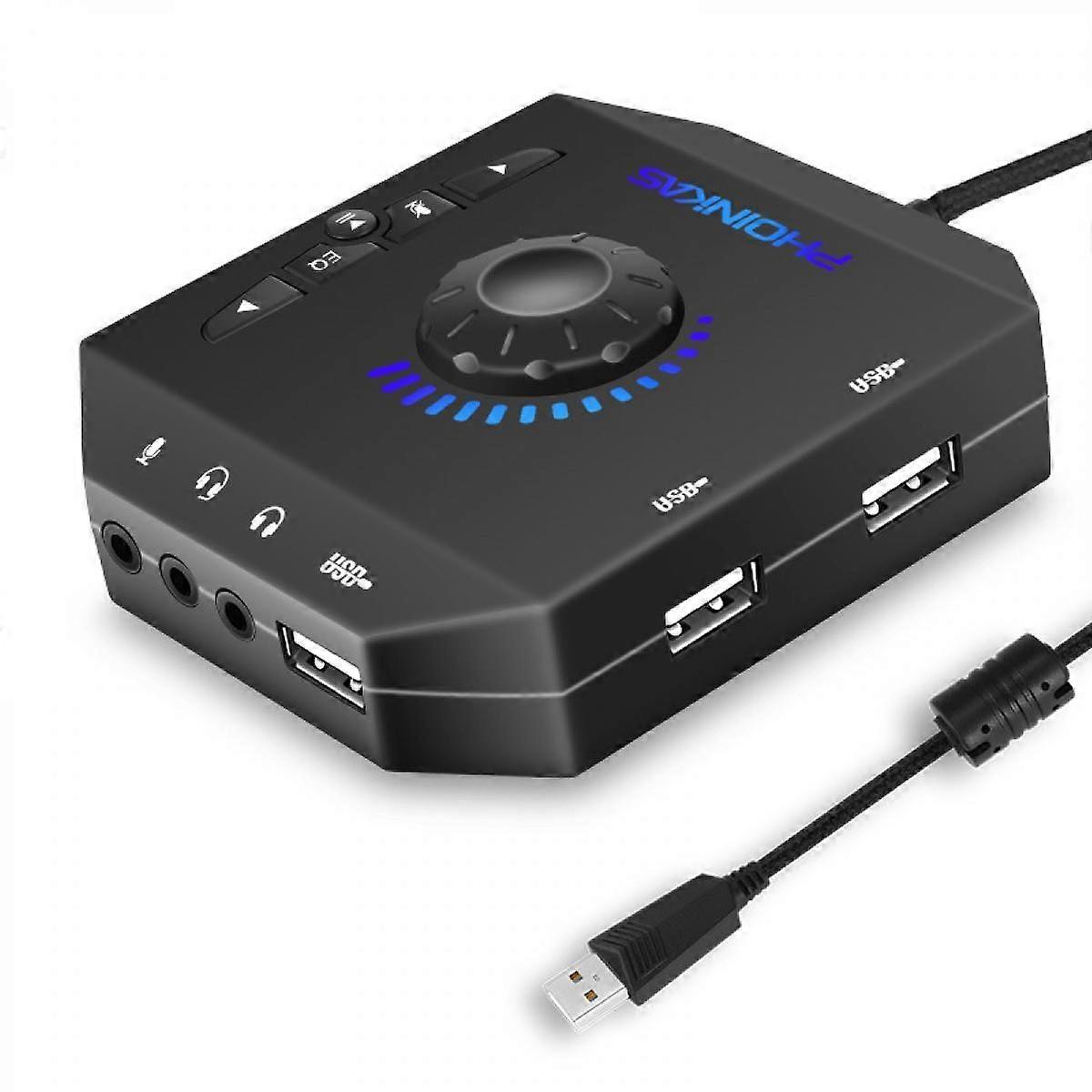 T10 Εξωτερική κάρτα ήχου, PHOINIKAS USB Audio Adapter για PC Windows, Mac, Linux, Laptops, Desktops, Stereo Sound Card με 3.5mm Interface &; USB Inter