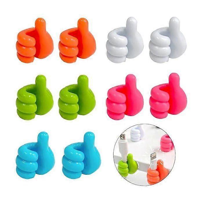 10 Pieces Creative Silicone Thumb Wall Hooks Multi-function Wall Hooks Mini Self-Adhesive Thumb Cable Clips