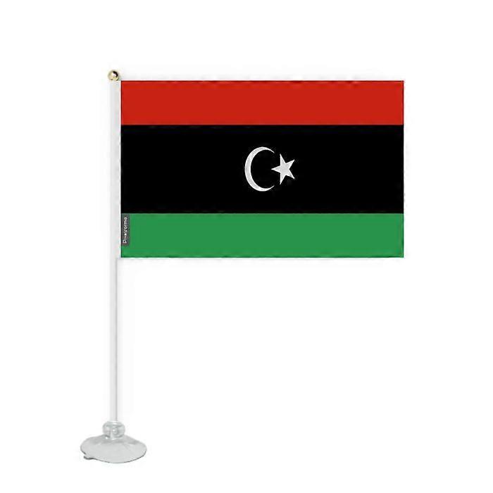 Flag - Libya - Mini Suction Cup Flag - 14 x 21 cm - Polyester - Double-Sided Print