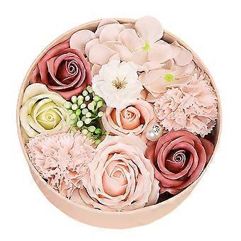 Soap Flower Small Round Box Set Artificial Rose Luxury Floral Scented Roses for Valentine's Day Mother's Day Gift  Red