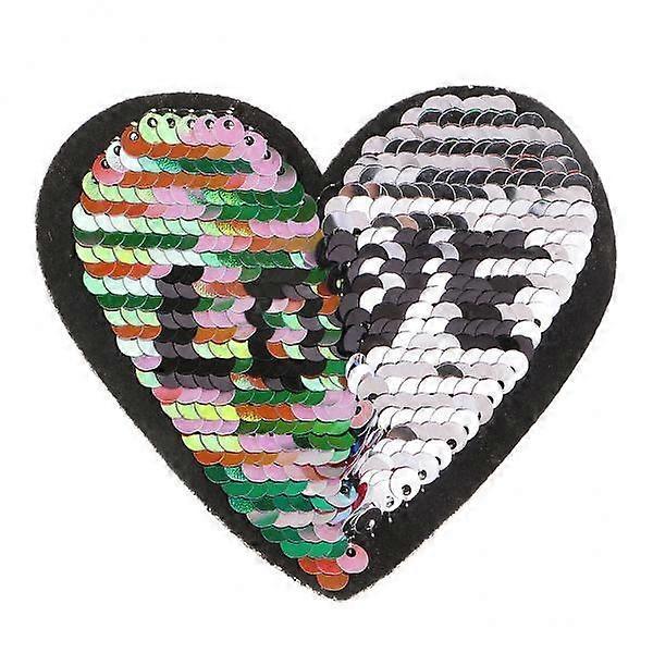 2- Reversible Sequins Heart Patch Badge Applique craft