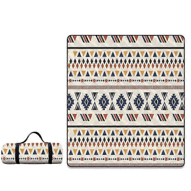 Boho Picnic Tæppe, 200x200cm, Strandmåtte, Vaskbart Picnic Tæppe med Håndtag