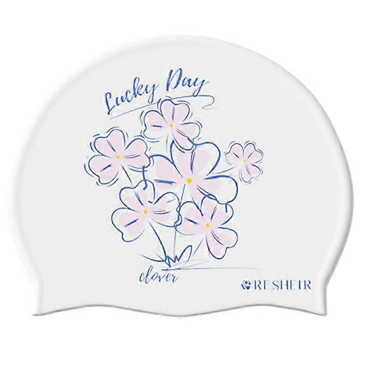 RESHEIR Clover Pattern Femei Căciulă de înot din silicon antiderapantă cu păr lung Pălărie de înot cu păr lung, 24x20cm