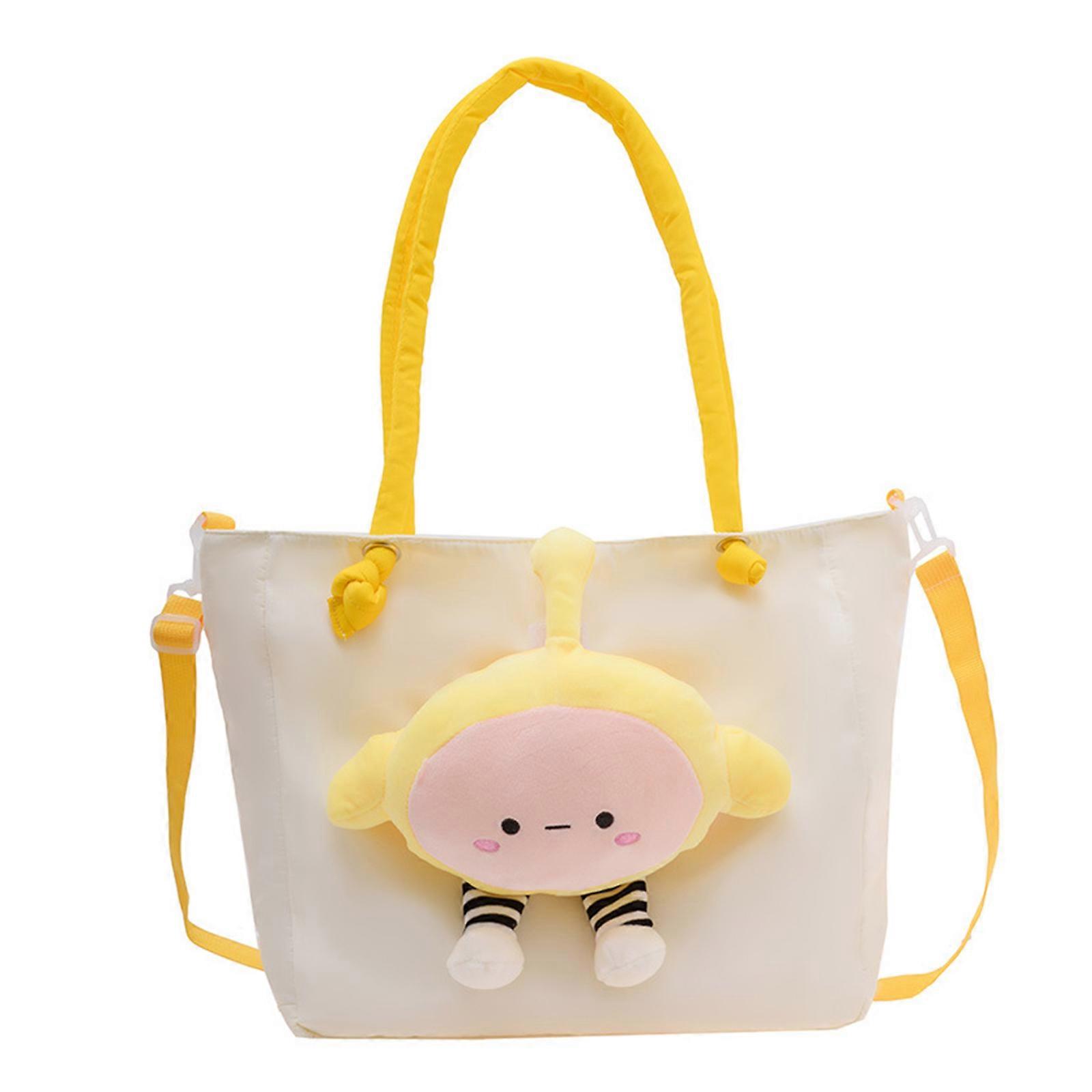Fashionable Pink Plush Pendant Single Shoulder Bag Compact and Versatile for Carrying Phone Keys and Coins Yellow