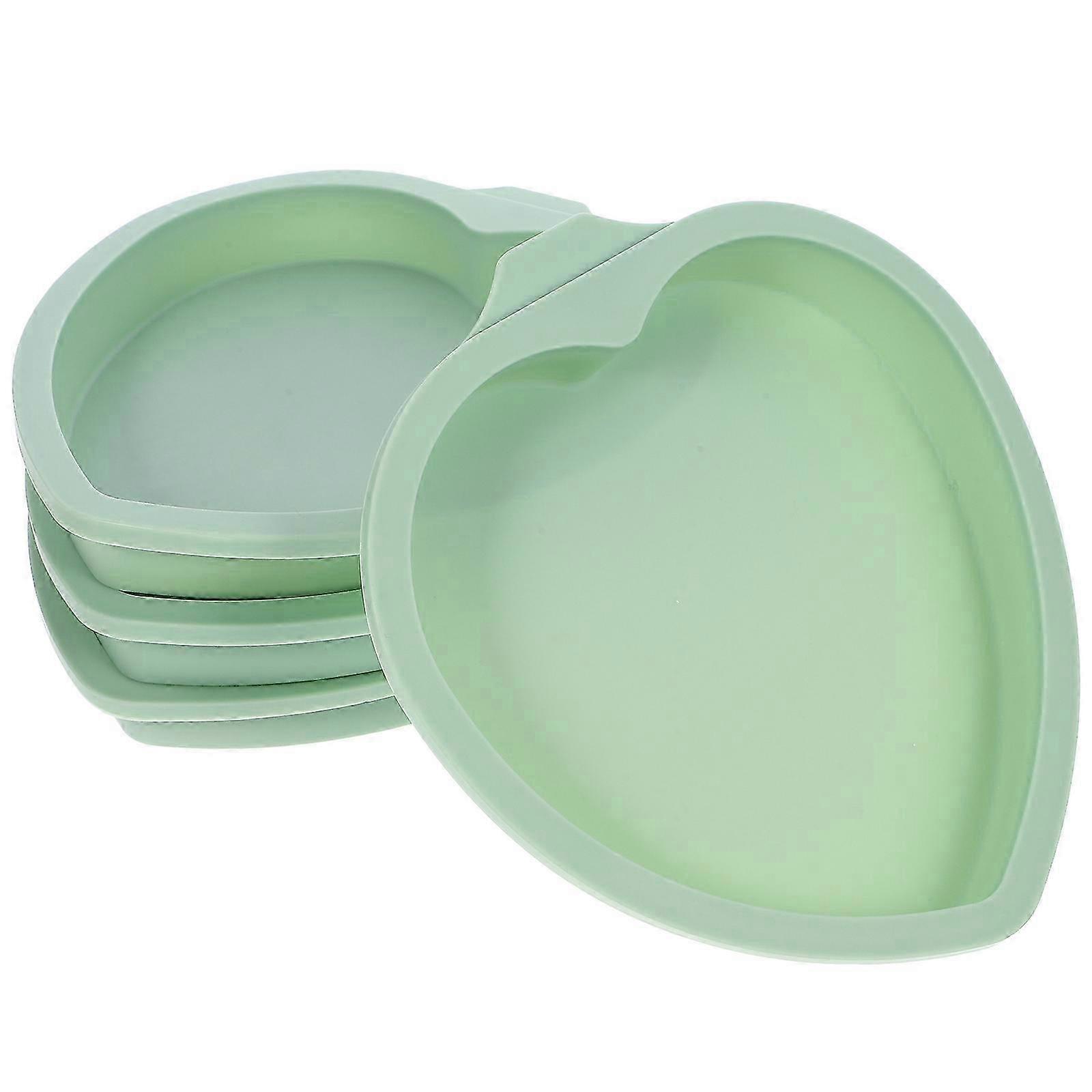 4pcsハートシリコンケーキパン ケーキピザパンケーキ用ベーキングモールド 18x16.5x2.5cm グリーン