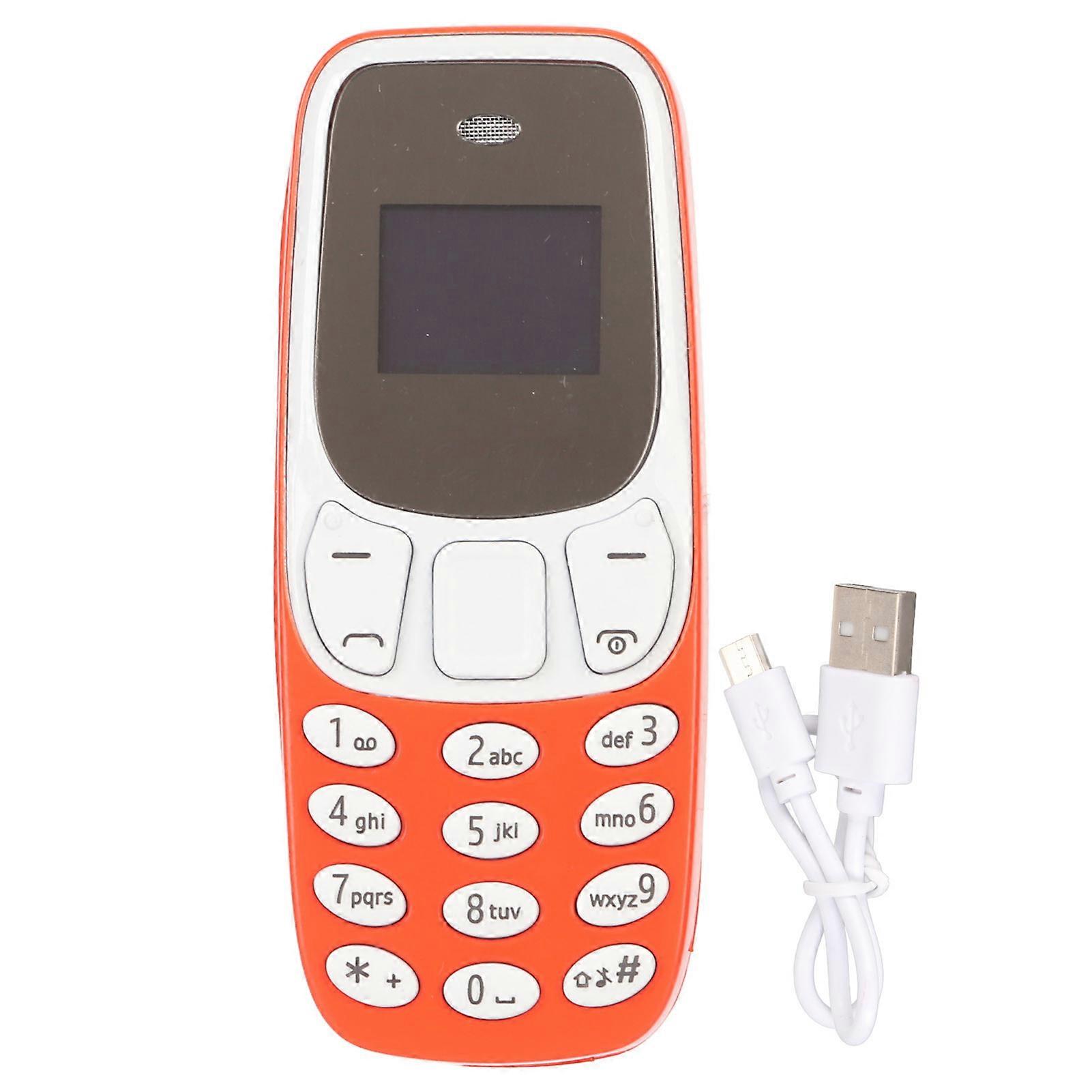 World's Smallest Dual SIM Bluetooth Dialer - Unlocked GSM Mini Mobile Phone, Orange