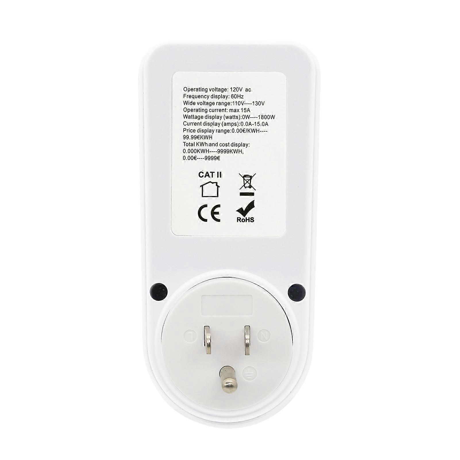LCD Display Electricity Usage Power Meter Socket Energy Watt Voltage Amps Tester Wattage KWH Consumption Analyzer Monitor Outlet AC110V~130V
