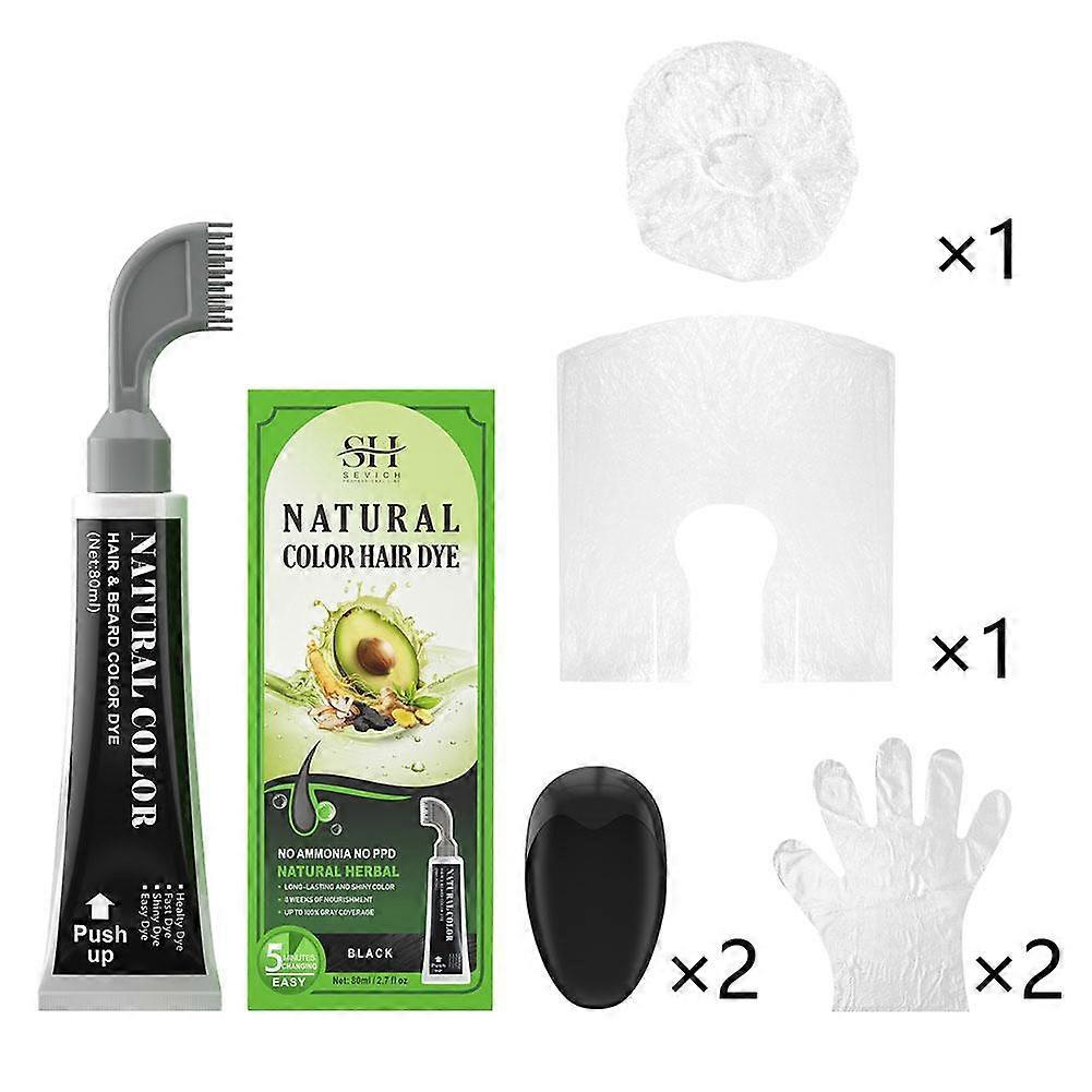80ml(A)$Fruit and vegetable comb black to cover gray hair natural black dye does not stain the scalp avocado plant extract mild and easy to color 80ml