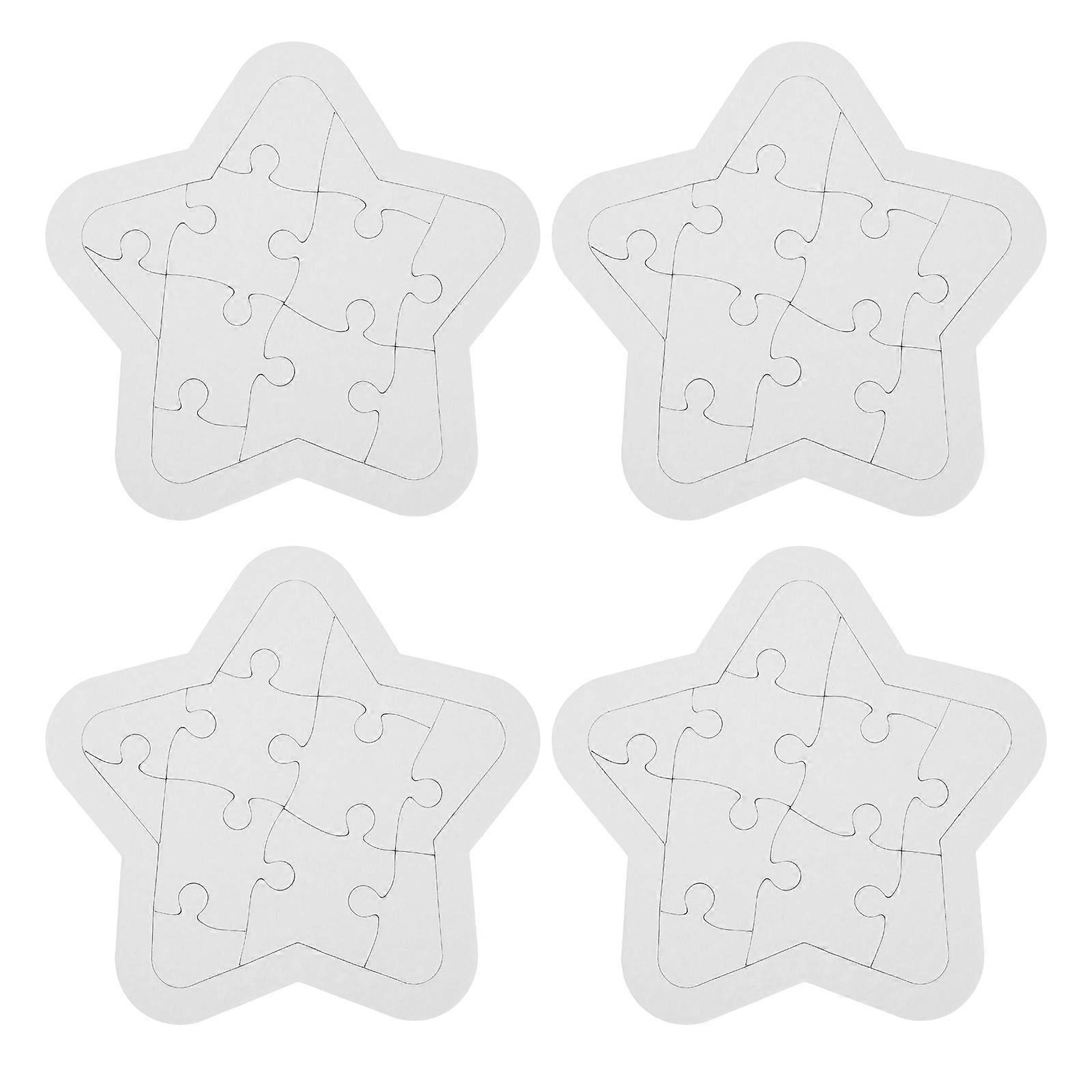 DIY Blank Puzzles for Kids White Paperboard Puzzle Pieces Easy to with Paints and Markers 4 Sets