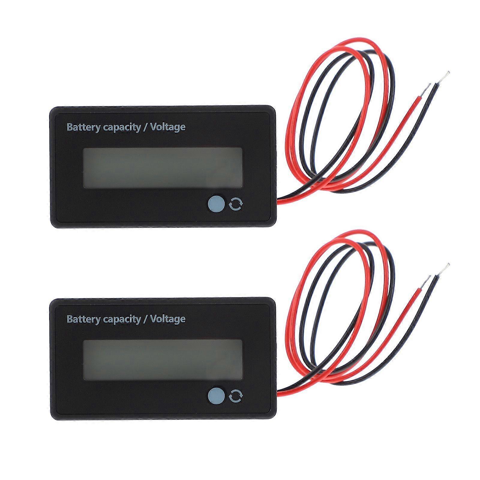 2pcs LCD Battery Tester Vehicle Battery Capacity Indicator Voltage Monitor