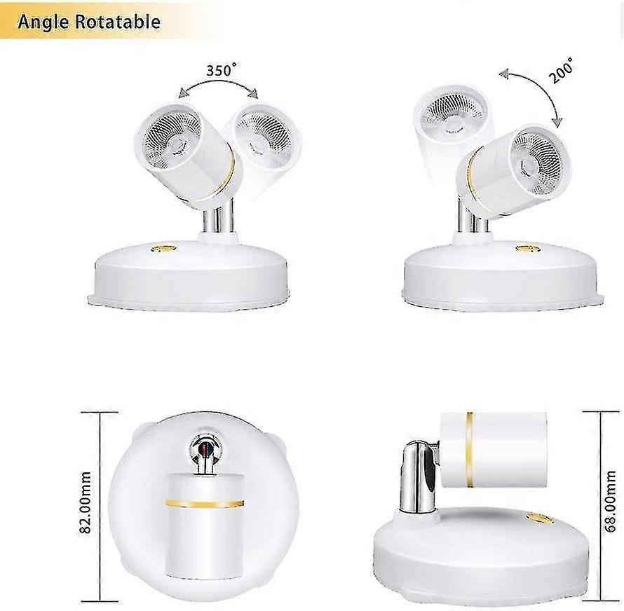 遥控可调光 LED 聚光灯,电池供电的粘贴式可旋转重点灯,用于室内画墙艺术
