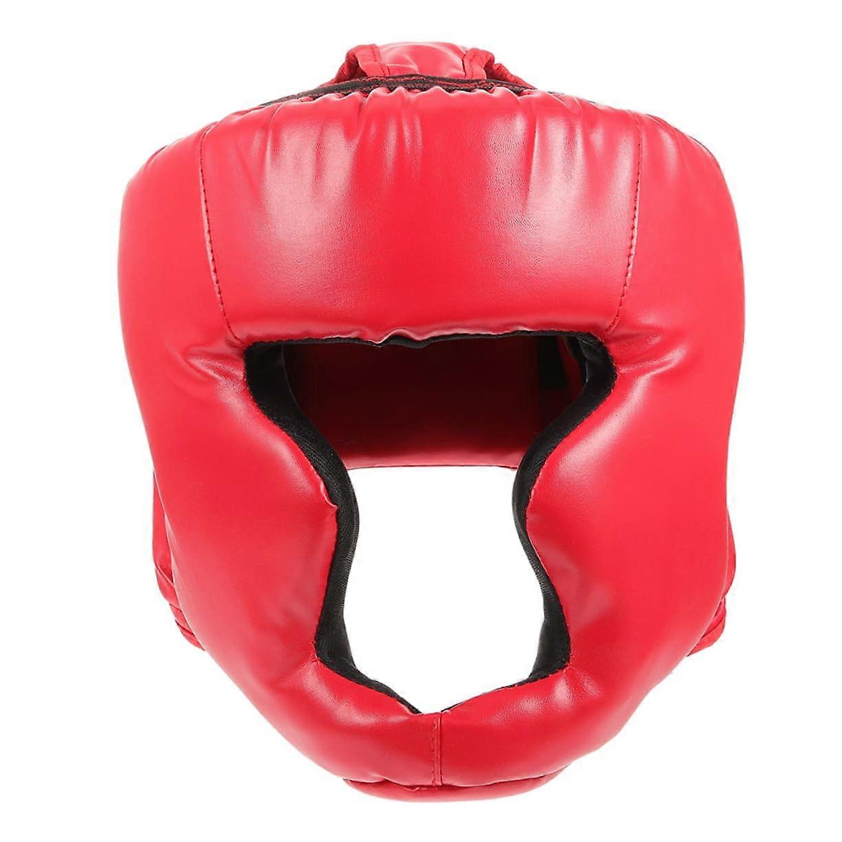 Boxing Helmet Headgear for Wrestling and Martial Arts Lightweight Breathable Protective Head Cover for Soft Comfortable Fit Sparring Gear Red