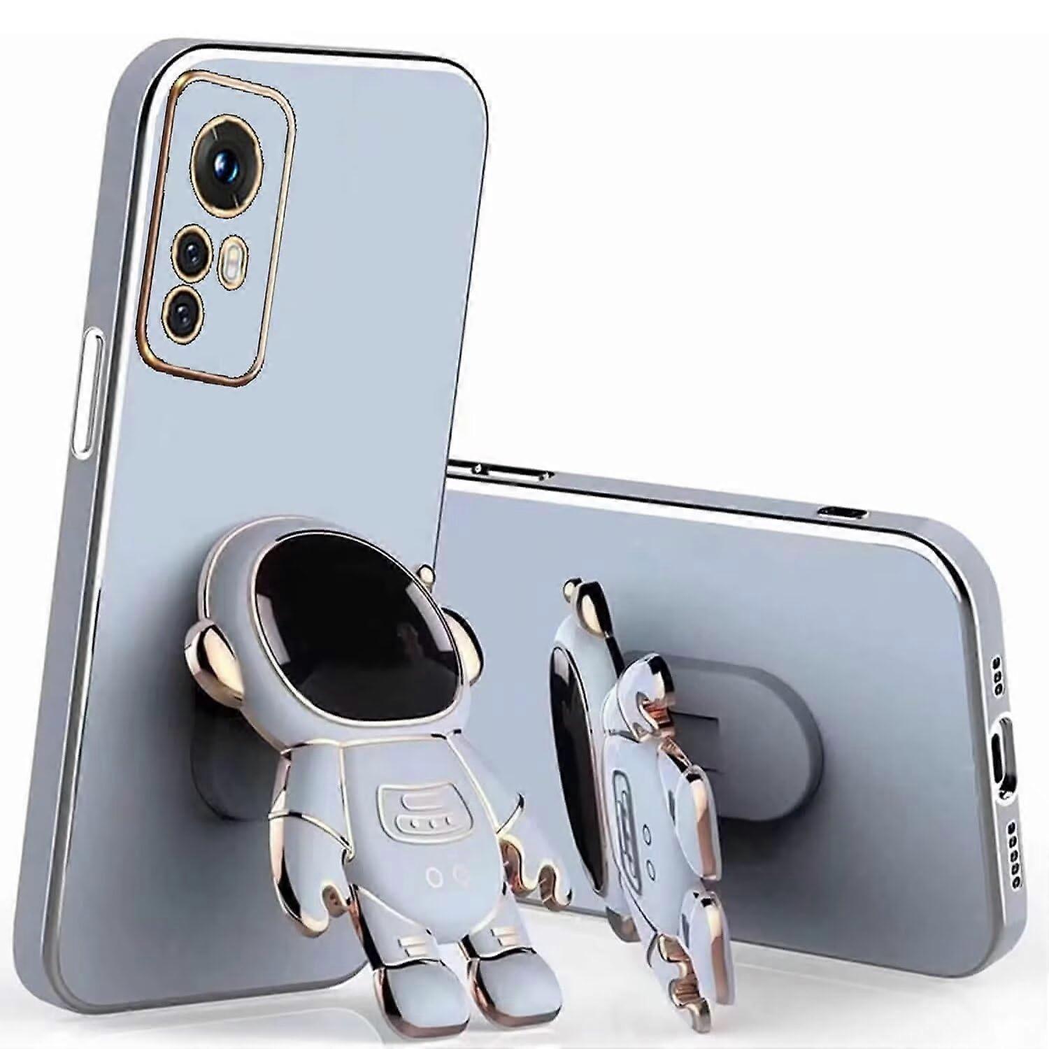 for Xiaomi Redmi Note 12 Pro 4G Astronaut Hidden Stand Case Ultrathin Soft Silicone, Scratch-Resistant Blue