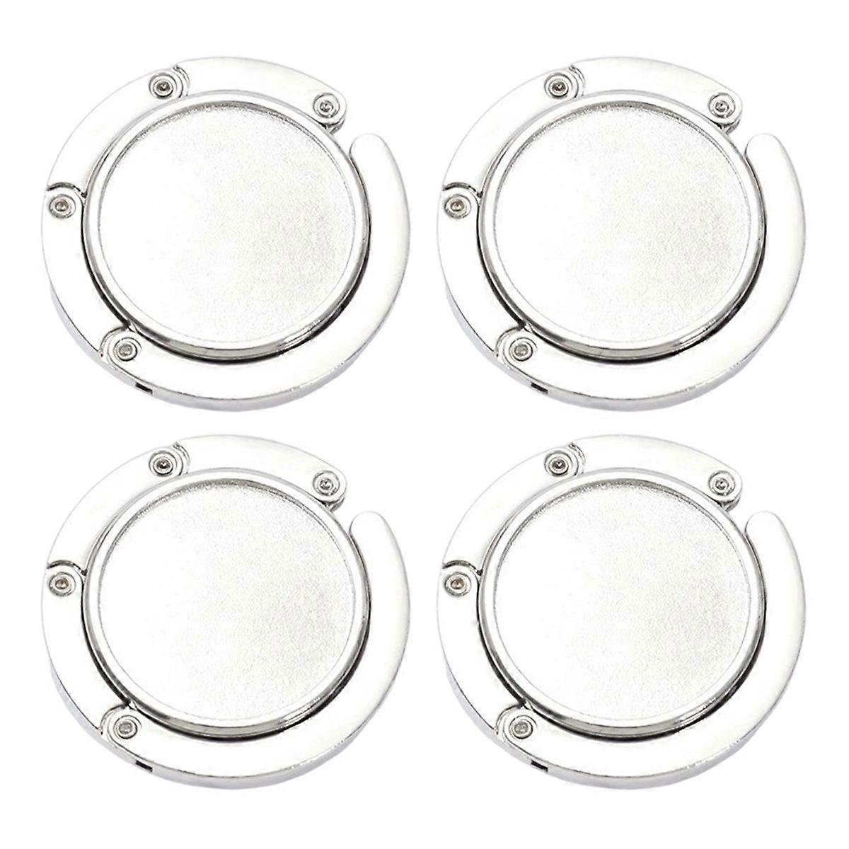 4X Handbag Hook - Foldable Metal Bag Hook - Bag Hook for Table or Desk - Silver