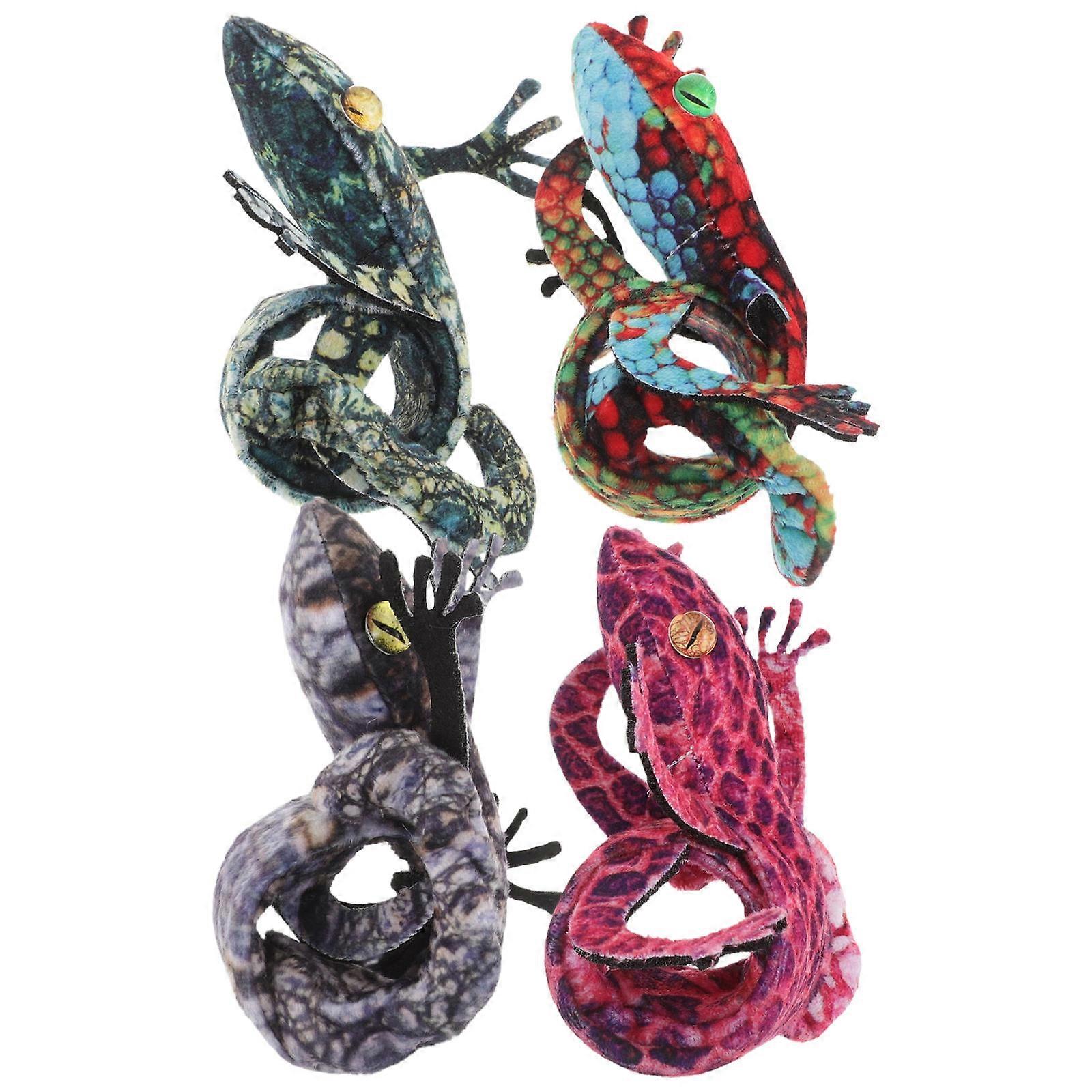 Reptile Snap Wristbands Lizard Slap Bracelets Decorative Item Animal Theme for Wristwear Assorted Color 4Pcs