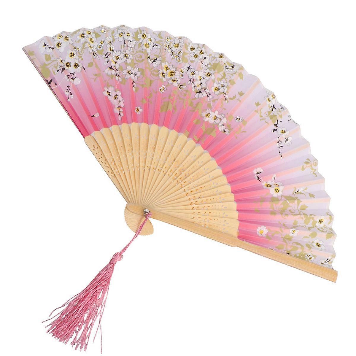 Vintage Style Small Folding Fan with Cherry Blossoms Pattern, Classic Ornamental Fan for Women, Ideal for Home Decoration and Gift