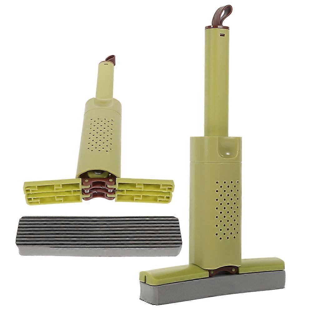 Compact Size Floor Cleaning Mop with Self-Squeeze Function for Households Green 2Pcs