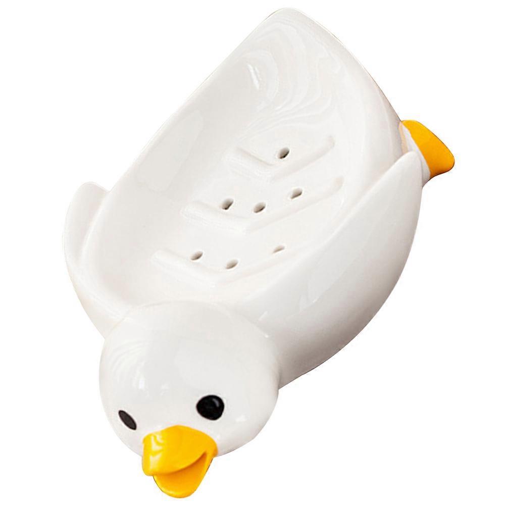 Ceramic Soap Dish Cartoon Shape Bathroom Use Cute Draining Soap Box 1Pack