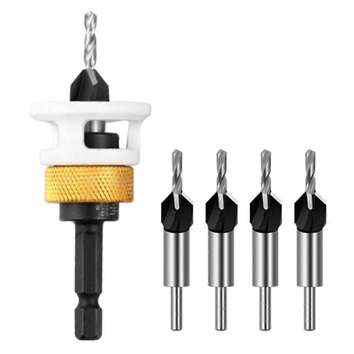 Countersink Drill Bit with Adjustable Depth Stop Collar Fit for Furniture Making 10mm