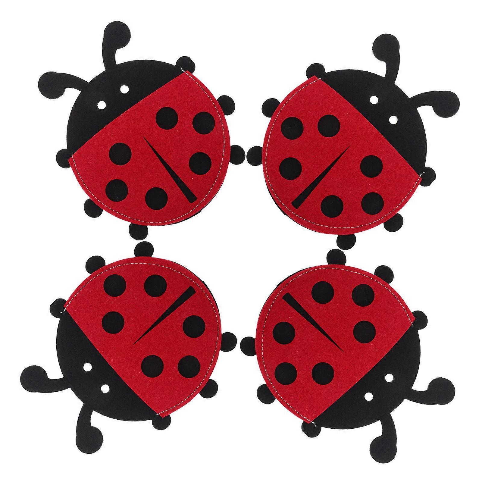 Easter Party Silverware Bags Ladybug Cutlery Bag for Table Setting Fork and Spoon Storage 4Pcs