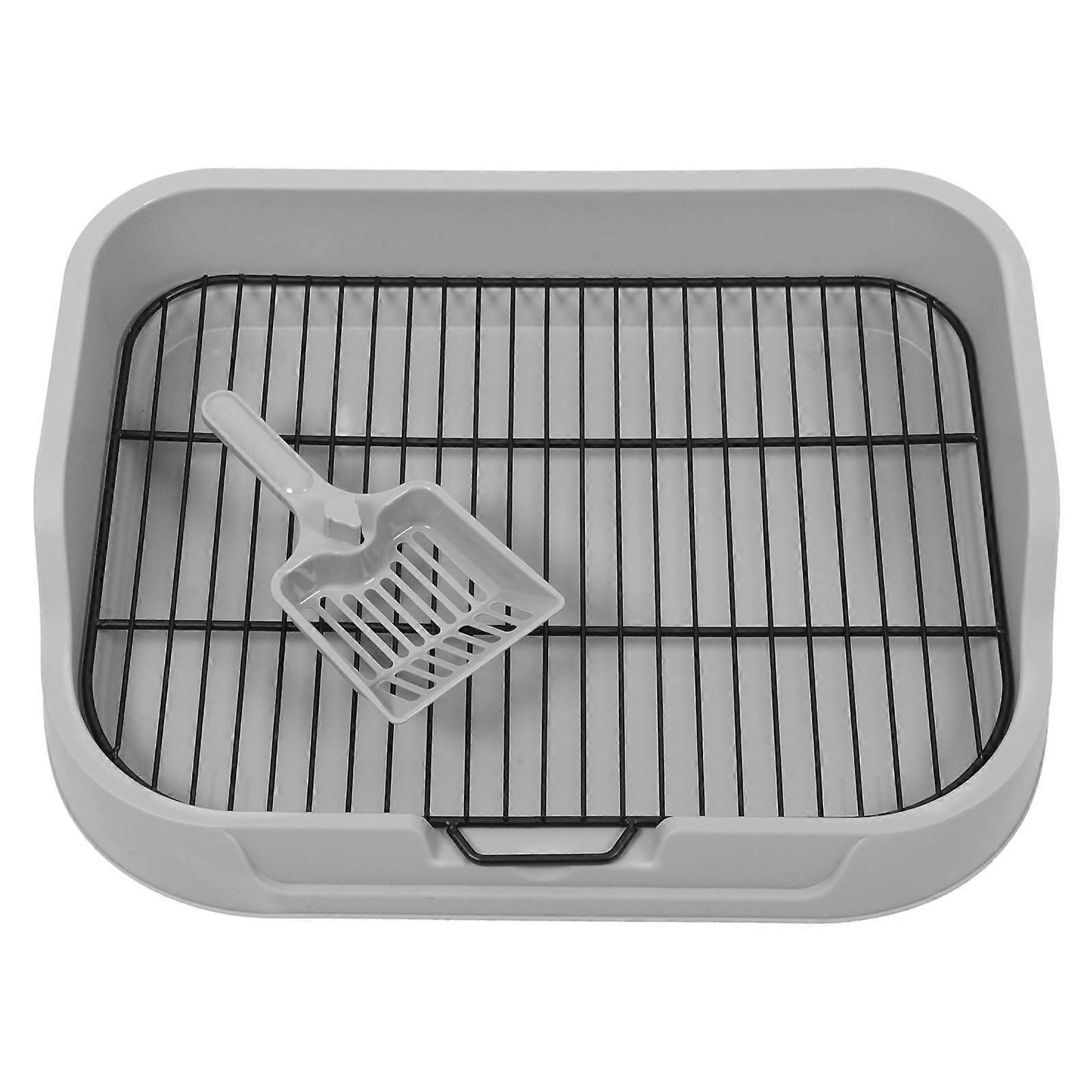 Indoor Dog Potty Tray with Large Capacity and Splashproof Design for Pet Use Grey PP iron 1 Set